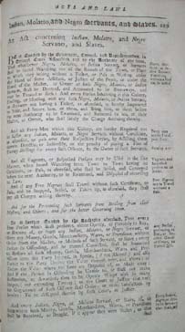 An Act Concerning Indian, Molatto and Negro Servants, and Slaves