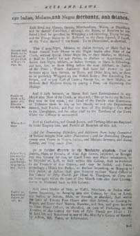 An Act Concerning Indian, Molatto and Negro Servants, and Slaves